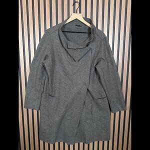 Eileen Fisher Jacket Small Womens Gray Asymmetrical Cardigan 100% Wool Pockets
